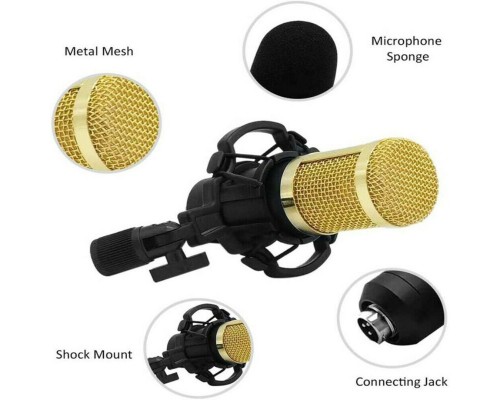 Конденсаторный студийный микрофон для записи Professional Condenser BM-800