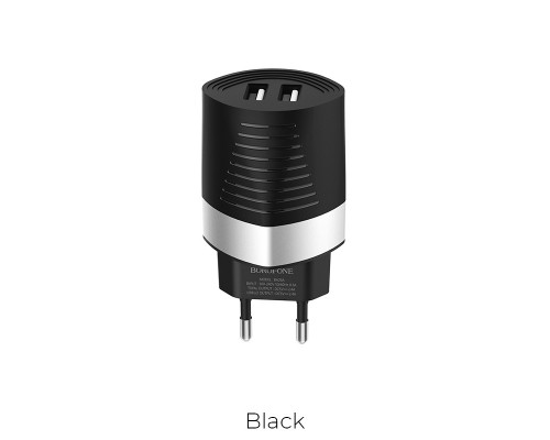 Зарядное устройство BOROFONE BA26A Mighty 2*USB, 2.4A, черный