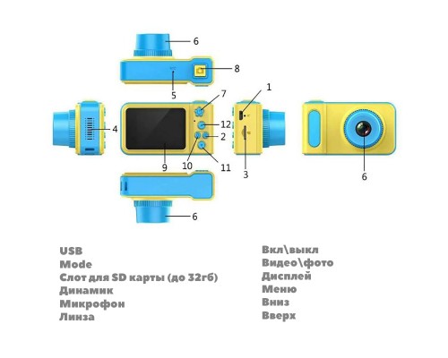 Детская цифровая камера X1 голубая