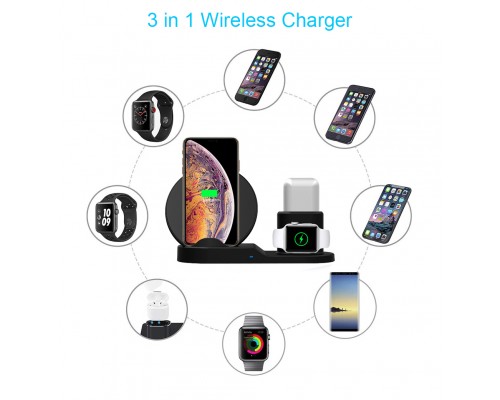 Беспроводная зарядная станция Fast Charge для Iphone, Airpods, Apple watch