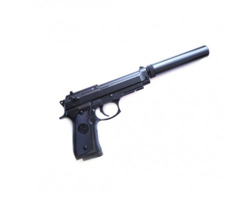 Пистолет для страйкбола с глушителем Airsoft Gun C18+ (Beretta M9A1)