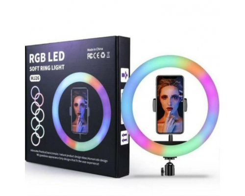 Цветная кольцевая лампа со штативом RGB LED Soft Ring Light MJ26