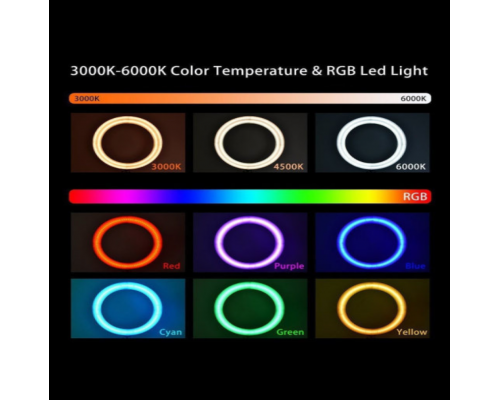 Цветная кольцевая лампа со штативом RGB LED Soft Ring Light MJ26