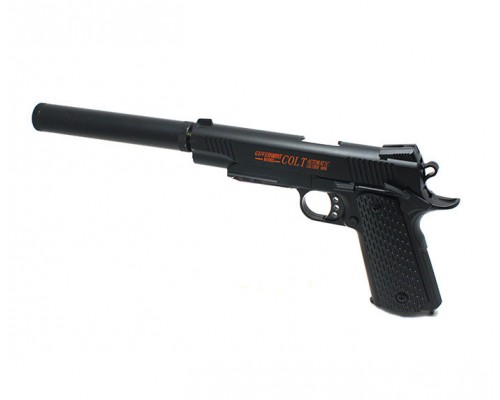 Металлический пистолет с глушителем для страйкбола Colt Air Soft Gun C10A+