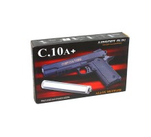 Металлический пистолет с глушителем для страйкбола Colt Air Soft Gun C10A+