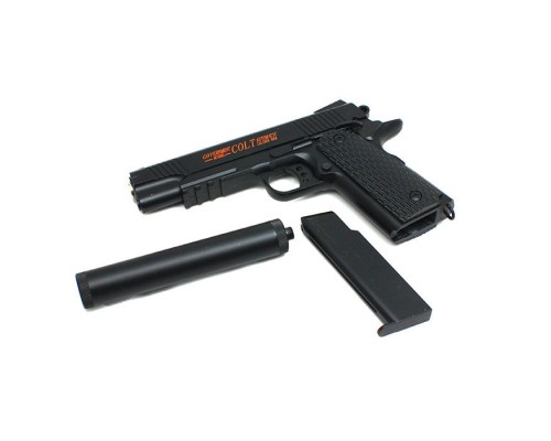 Металлический пистолет с глушителем для страйкбола Colt Air Soft Gun C10A+