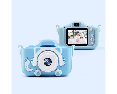 Детская цифровая камера Q1 Childrens Fun Camera Cute Kitty голубая