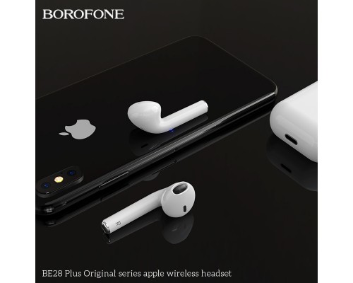 Беспроводные наушники BOROFONE BE28 Plus Original apple, Bluetooth, 400 мАч, Белый, Hands-free