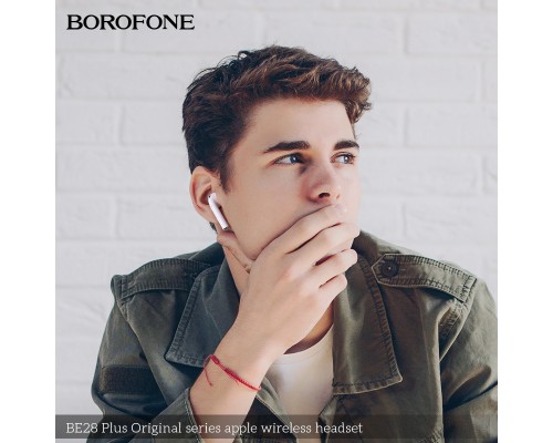 Беспроводные наушники BOROFONE BE28 Plus Original apple, Bluetooth, 400 мАч, Белый, Hands-free